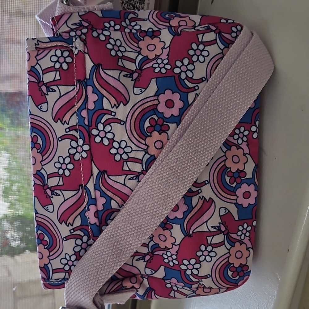 Kipling Pink Blue Floral Rainbow Crossbody Bag - Picture 8 of 10